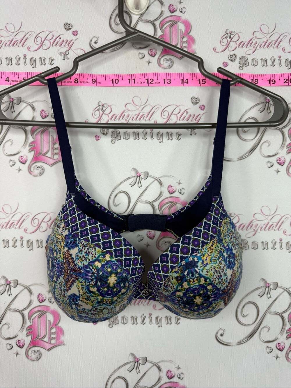 Victoria's Secret push up Navy Blue Multicolor Printed paisley Bra